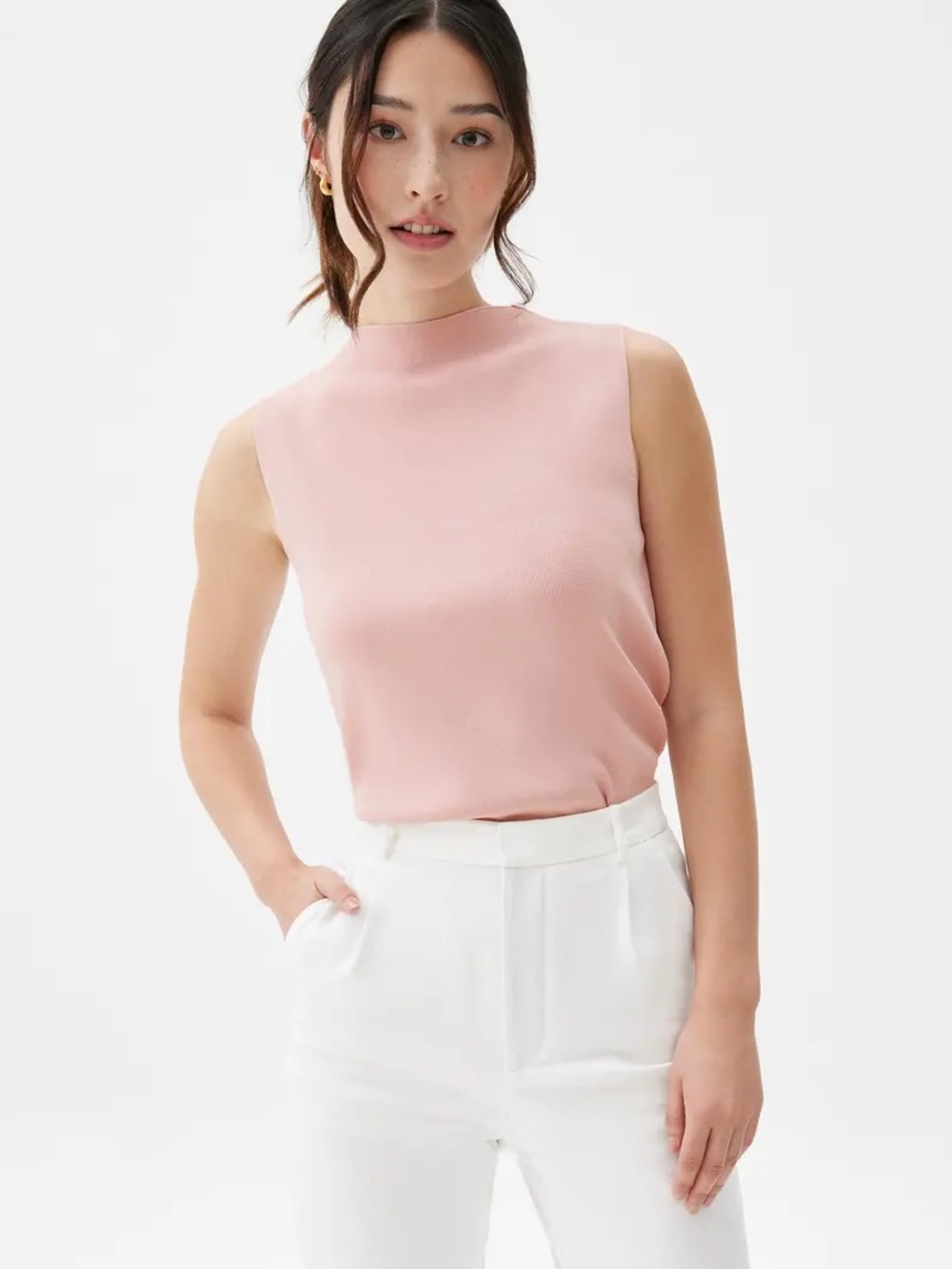 NWT Love Bonito Sleeveless Mock Neck Top in Blush Pink